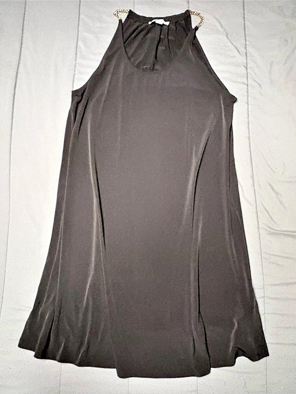 Michael Kors Black Chain Strap Mini Dress Size Large Like New